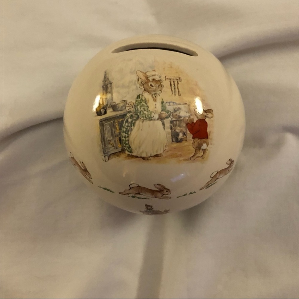 Royal Doulton Round Bunnykins Coin Bank Vintage Ceramic